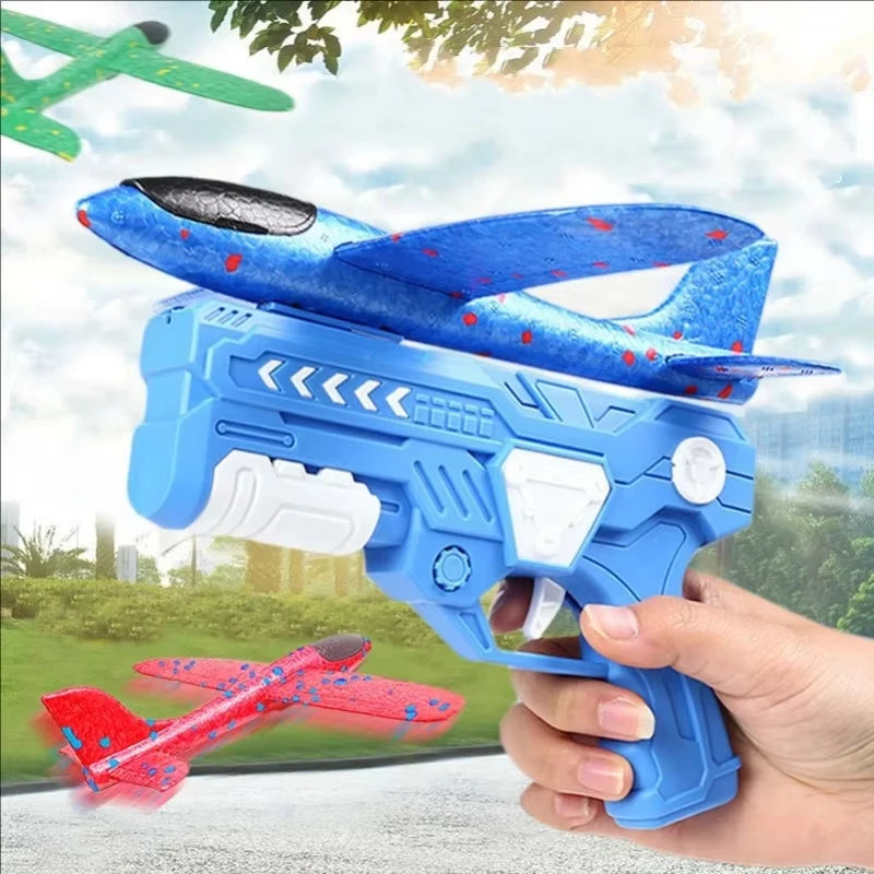 Catapult Foam Plane Gun Launcher Toy – Hand-Toss Flying Glider for Kids Outdoor Fun