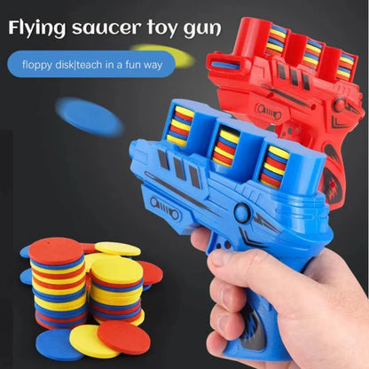 Children's Flying Gun Toy Soft Catapult Flying Saucer Gun Toy Safety EVA Soft Bullet Foam Disc Launcher Gun Games Toys