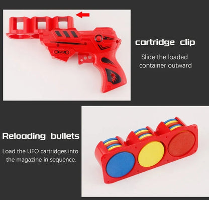 Children's Flying Gun Toy Soft Catapult Flying Saucer Gun Toy Safety EVA Soft Bullet Foam Disc Launcher Gun Games Toys