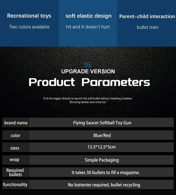 Children's Flying Gun Toy Soft Catapult Flying Saucer Gun Toy Safety EVA Soft Bullet Foam Disc Launcher Gun Games Toys