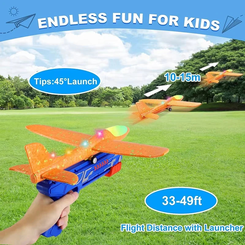 Catapult Foam Plane Gun Launcher Toy – Hand-Toss Flying Glider for Kids Outdoor Fun