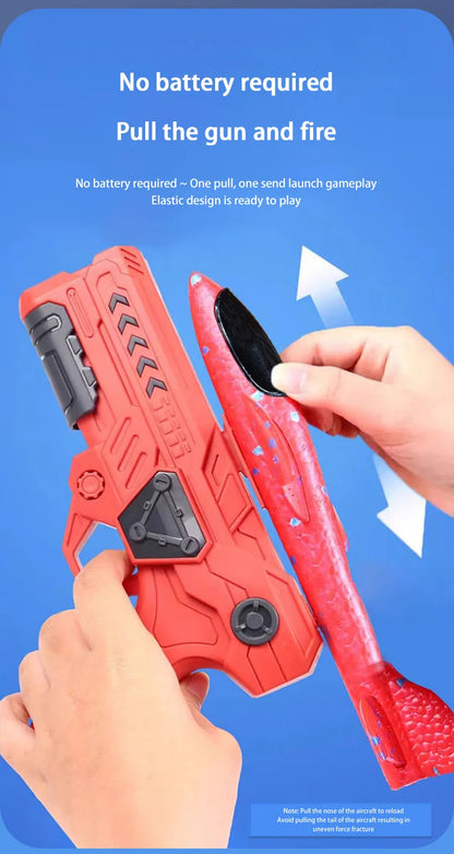Catapult Foam Plane Gun Launcher Toy – Hand-Toss Flying Glider for Kids Outdoor Fun