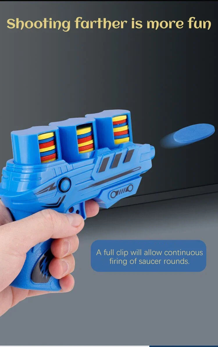 Children's Flying Gun Toy Soft Catapult Flying Saucer Gun Toy Safety EVA Soft Bullet Foam Disc Launcher Gun Games Toys