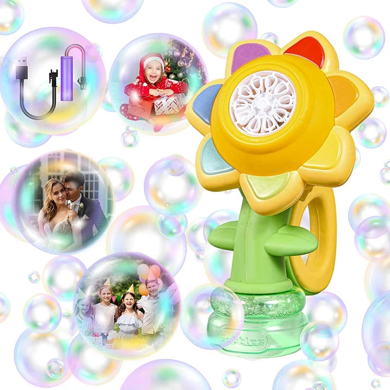 Sunflower automatic bubble machine with light for toddlers and kids outdoor toy UK EU