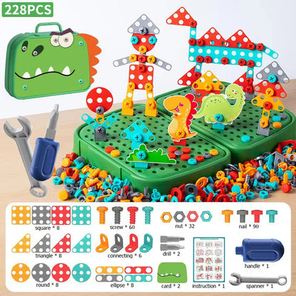 230PCS Kids DIY Tool Set – Electric Drill 3D Puzzle Educational Construction Toy