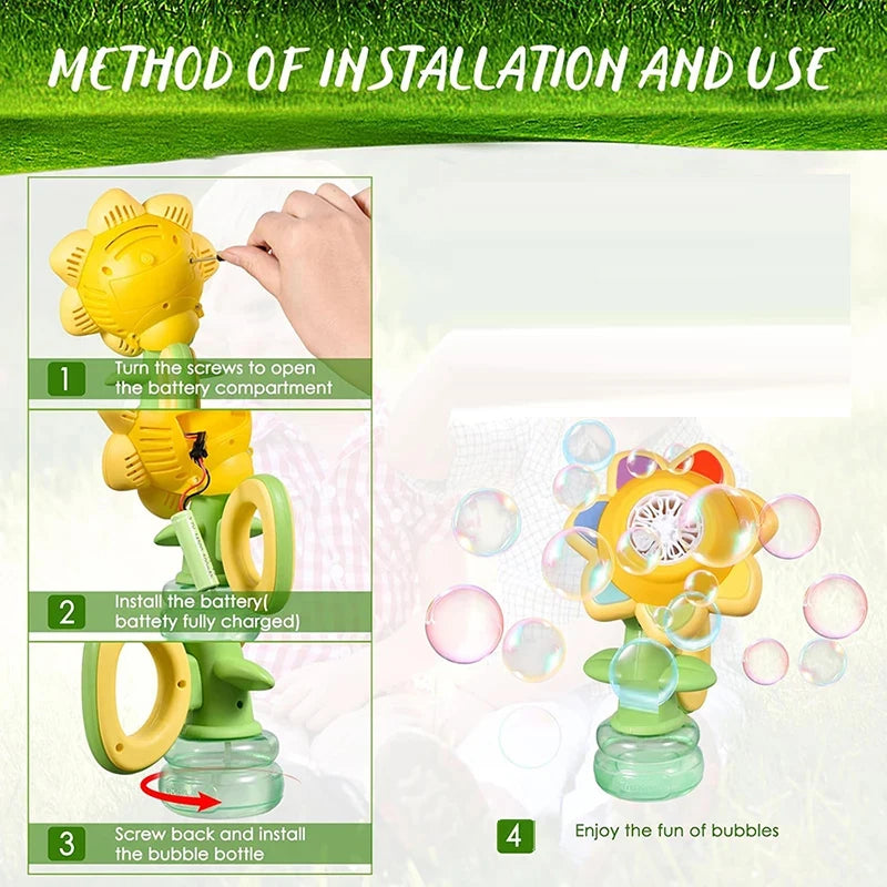 Sunflower Bubble Machine – Automatic Light-Up Bubble Maker for Kids & Toddlers
