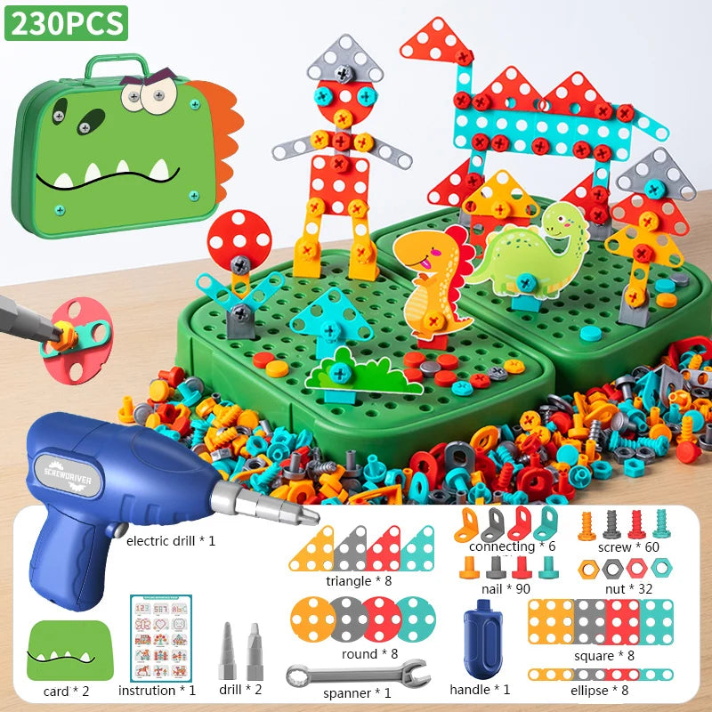 230pcs kids diy tool set electric drill educational 3d construction toy stem learning kit UK EU