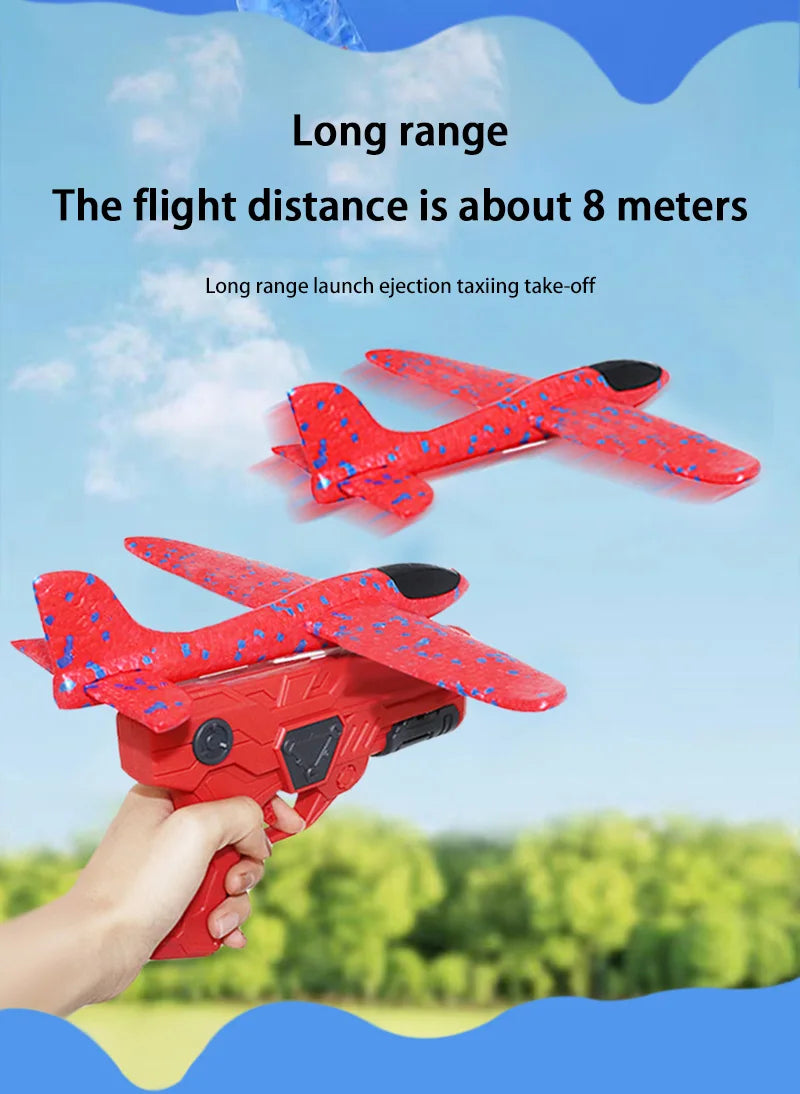 Catapult Foam Plane Gun Launcher Toy – Hand-Toss Flying Glider for Kids Outdoor Fun