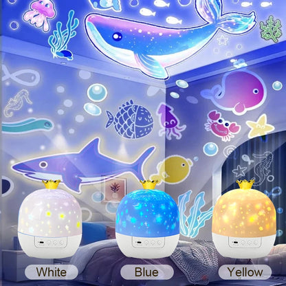 Crown Star Light Projection Lamp – Rotating Galaxy Night Light for Kids’ Bedrooms