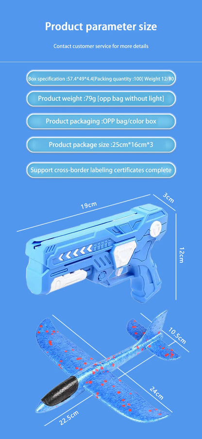 Catapult Foam Plane Gun Launcher Toy – Hand-Toss Flying Glider for Kids Outdoor Fun
