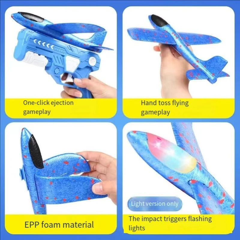 Catapult Foam Plane Gun Launcher Toy – Hand-Toss Flying Glider for Kids Outdoor Fun