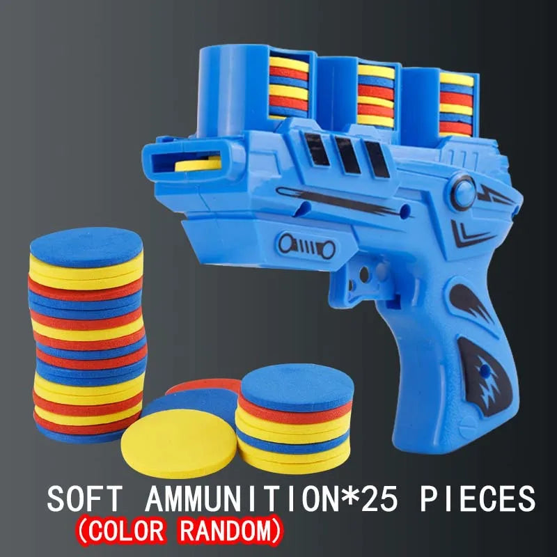 Children's Flying Gun Toy Soft Catapult Flying Saucer Gun Toy Safety EVA Soft Bullet Foam Disc Launcher Gun Games Toys