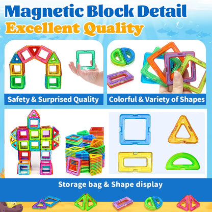 Magnetic Building Blocks DIY Construction Toy Set – STEM Learning Magnets for Kids