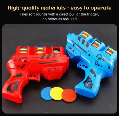 Children's Flying Gun Toy Soft Catapult Flying Saucer Gun Toy Safety EVA Soft Bullet Foam Disc Launcher Gun Games Toys