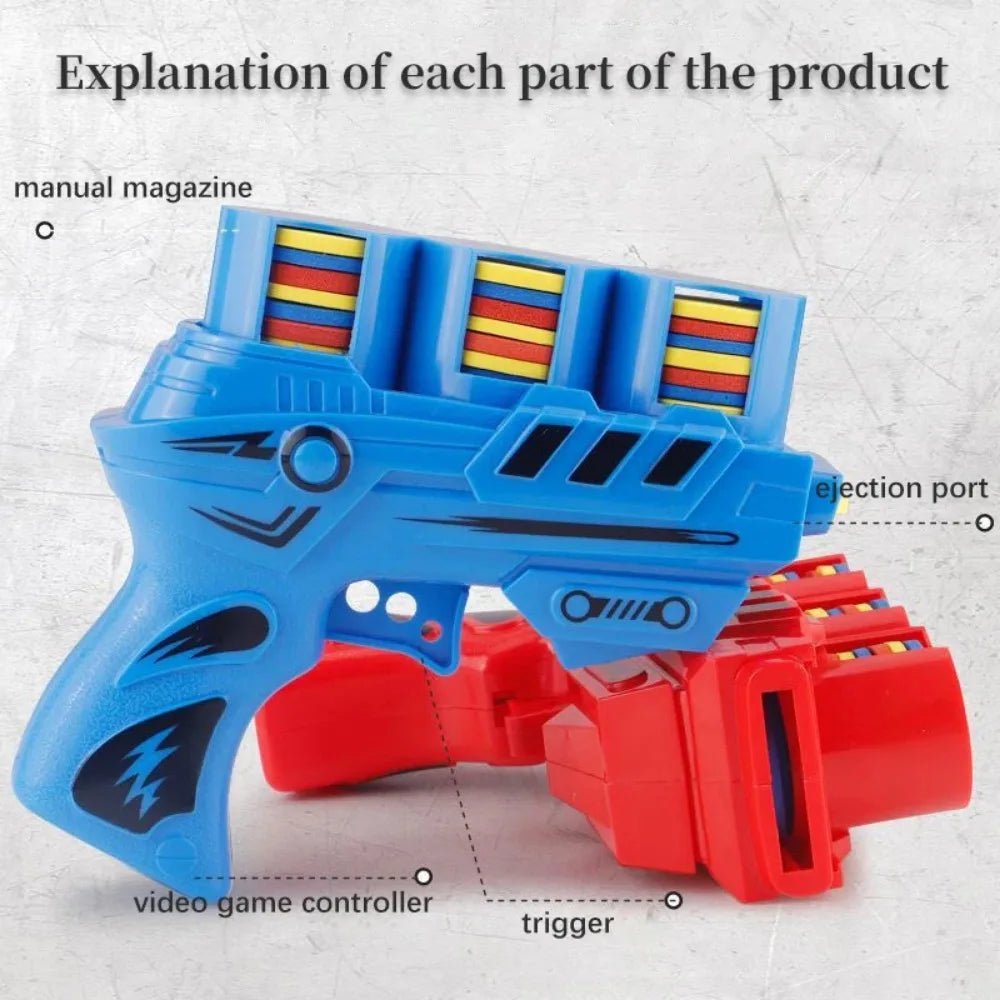 Children's Flying Gun Toy Soft Catapult Flying Saucer Gun Toy Safety EVA Soft Bullet Foam Disc Launcher Gun Games Toys