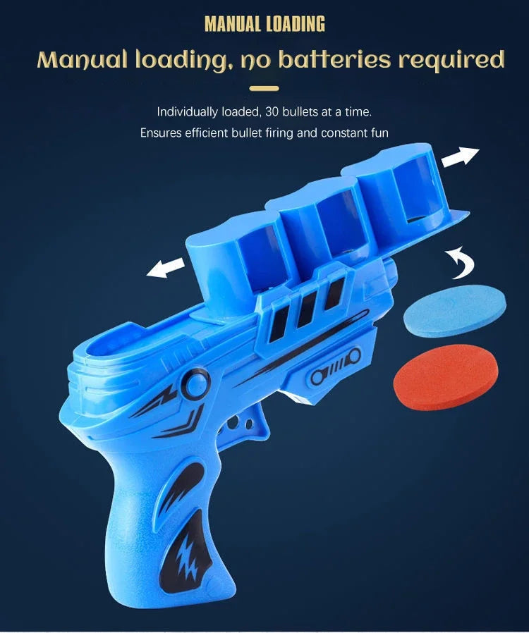 Children's Flying Gun Toy Soft Catapult Flying Saucer Gun Toy Safety EVA Soft Bullet Foam Disc Launcher Gun Games Toys