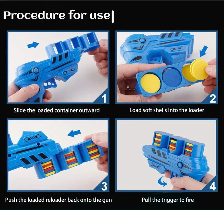Children's Flying Gun Toy Soft Catapult Flying Saucer Gun Toy Safety EVA Soft Bullet Foam Disc Launcher Gun Games Toys