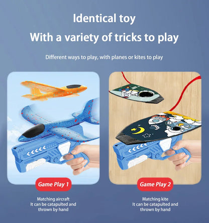 Catapult Foam Plane Gun Launcher Toy – Hand-Toss Flying Glider for Kids Outdoor Fun