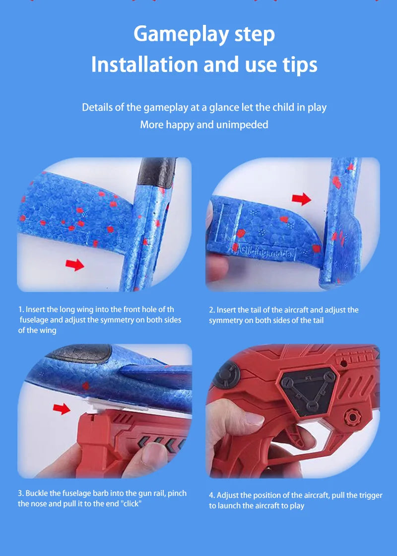 Catapult Foam Plane Gun Launcher Toy – Hand-Toss Flying Glider for Kids Outdoor Fun