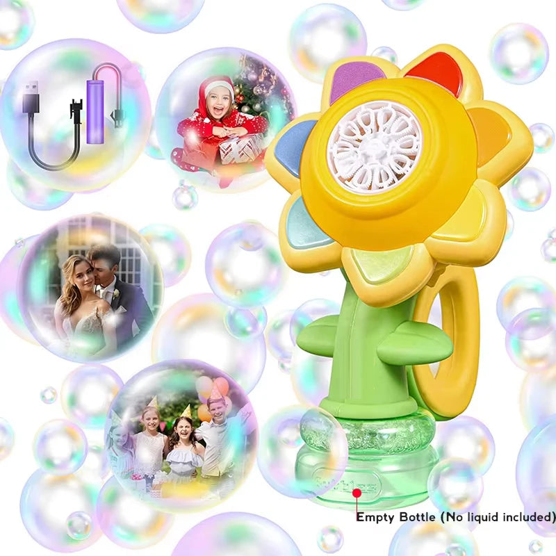 Sunflower Bubble Machine – Automatic Light-Up Bubble Maker for Kids & Toddlers