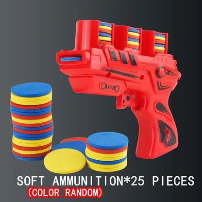 Children's Flying Gun Toy Soft Catapult Flying Saucer Gun Toy Safety EVA Soft Bullet Foam Disc Launcher Gun Games Toys