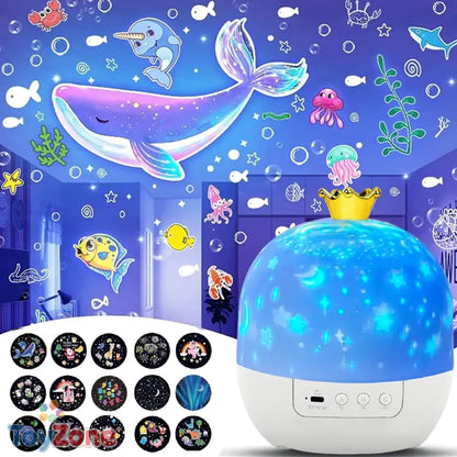 Crown Star Light Projection Lamp Rotating Night Light for Kids Bedroom