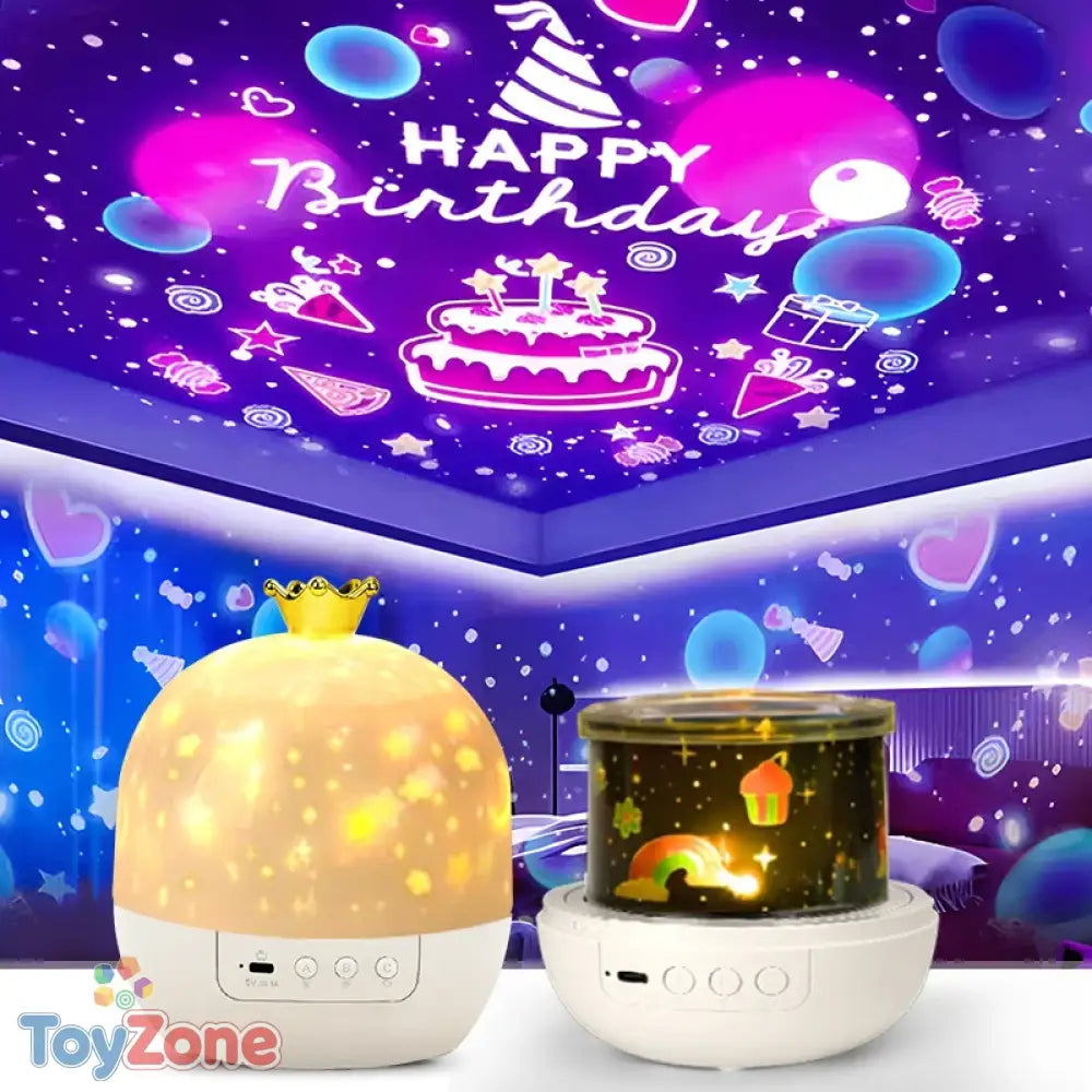 Crown Star Light Projection Lamp Rotating Night Light for Kids Bedroom