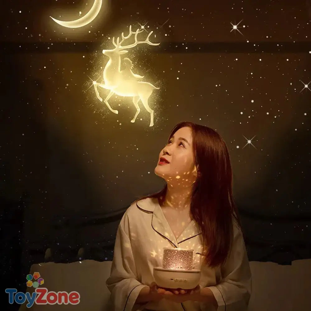 Crown Star Light Projection Lamp Rotating Night Light for Kids Bedroom