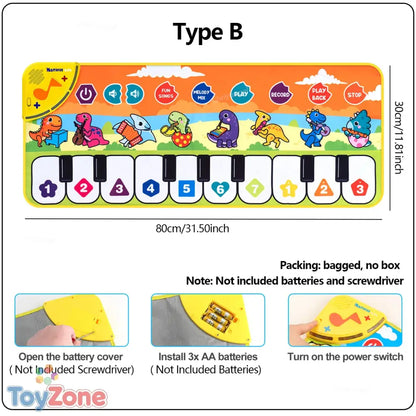Kids Piano Mat 80x30 cm Interactive Floor Keyboard Toy for Toddlers
