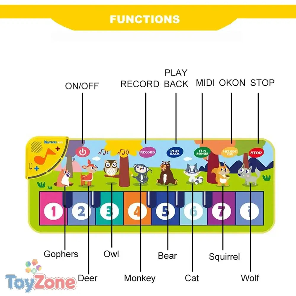 Kids Piano Mat 80x30 cm Interactive Floor Keyboard Toy for Toddlers