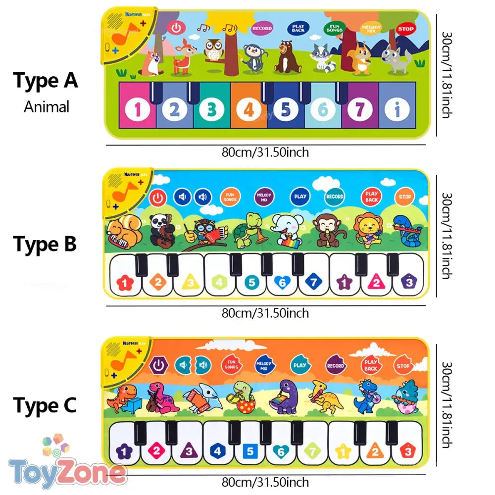 Kids Piano Mat 80x30 cm Interactive Floor Keyboard Toy for Toddlers