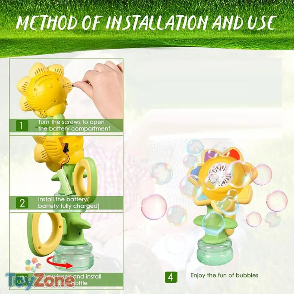 Sunflower Bubble Machine Automatic Outdoor Bubble Blower for Kids 3+