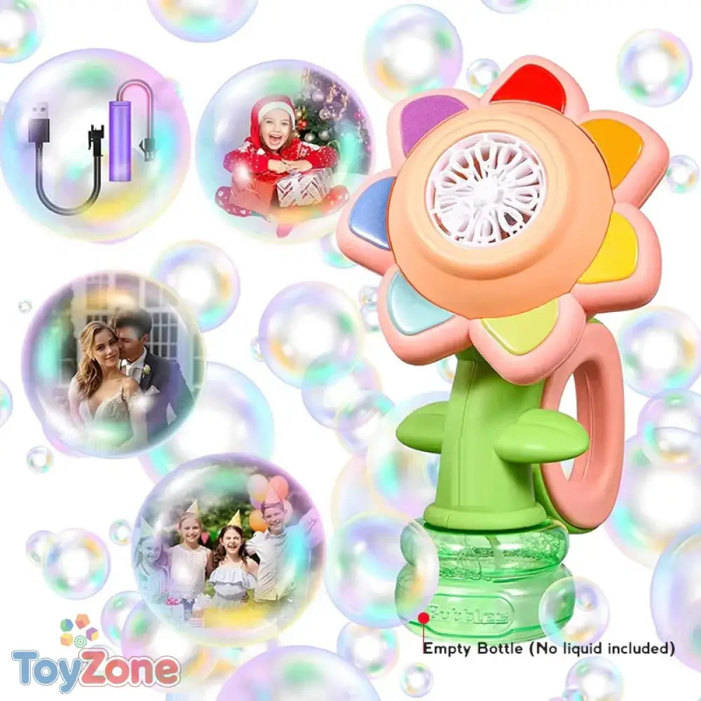 Sunflower Bubble Machine Automatic Outdoor Bubble Blower for Kids 3+