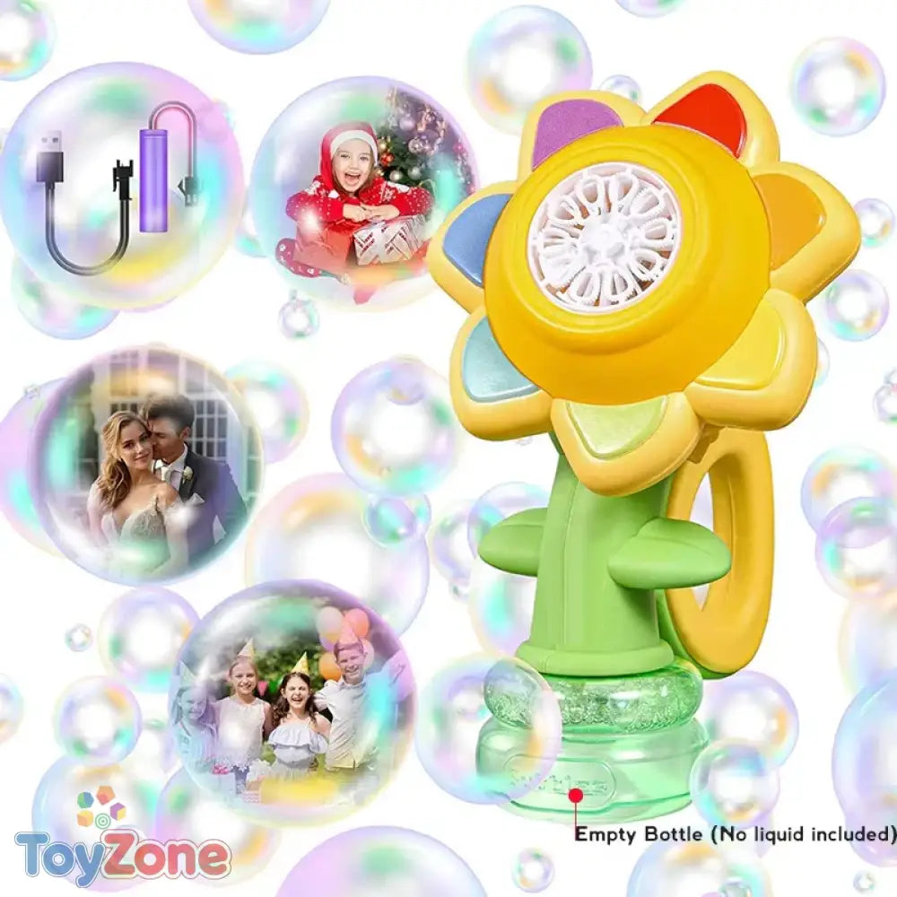 Sunflower Bubble Machine Automatic Outdoor Bubble Blower for Kids 3+